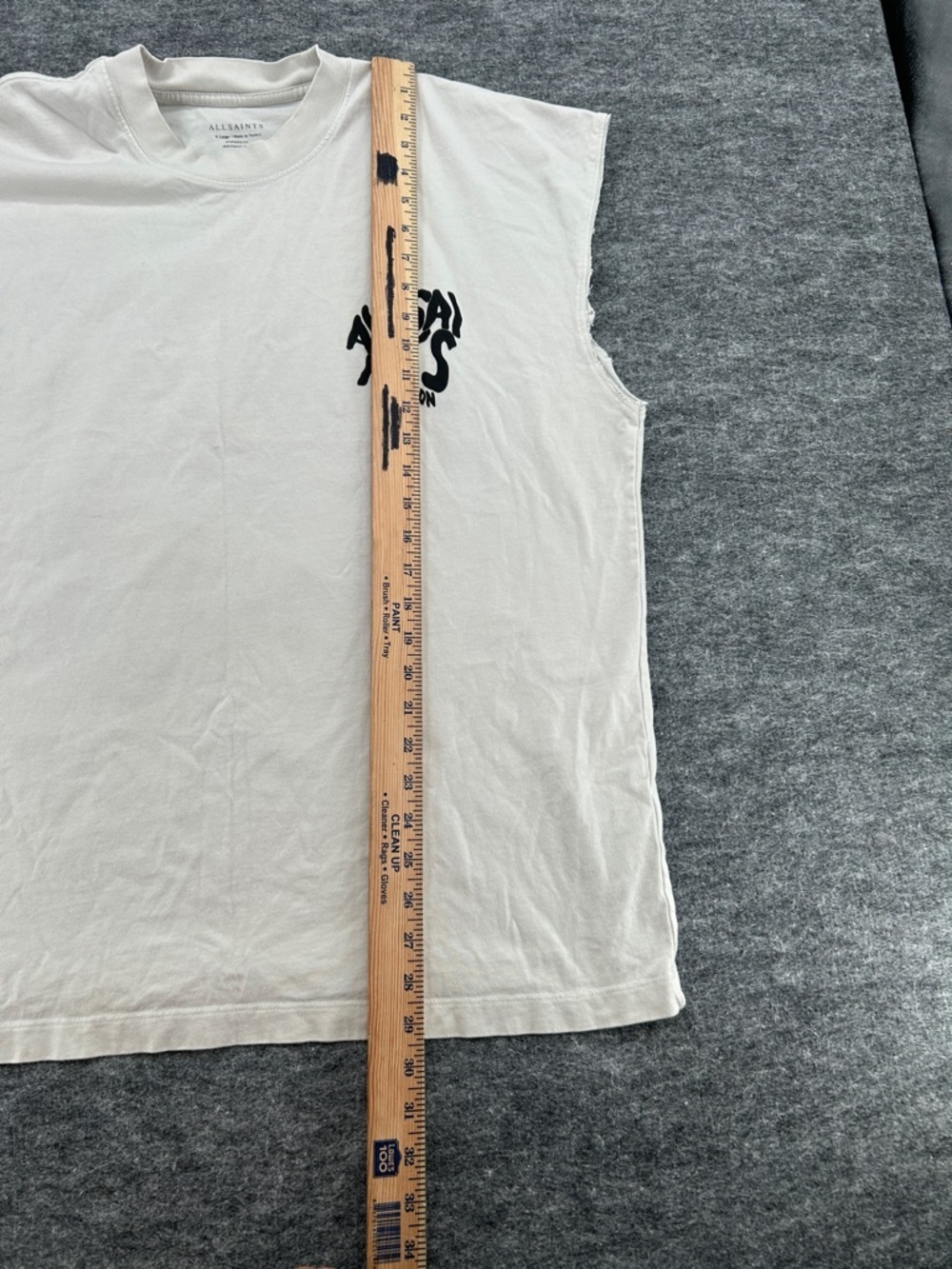AllSaints Oversized Sleeveless Graphic Shirt White XL Men London Logo Distressed - Picture 4 of 10